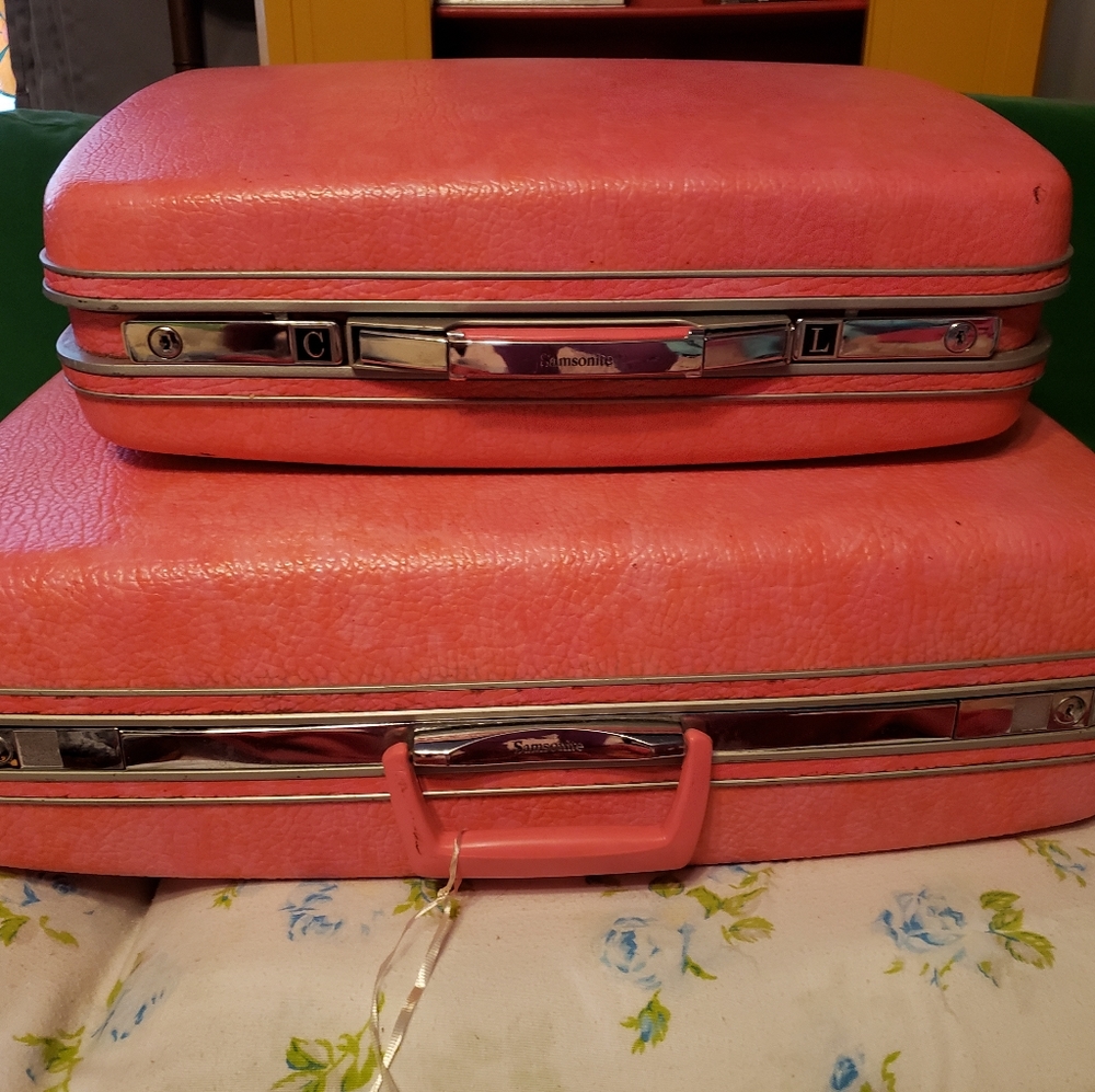 Vintage Pink Samsonite suitcases